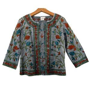 Parsley & Sage Womens Cardigan Sz M Embroidered Floral Boho Festival Fairy Artsy